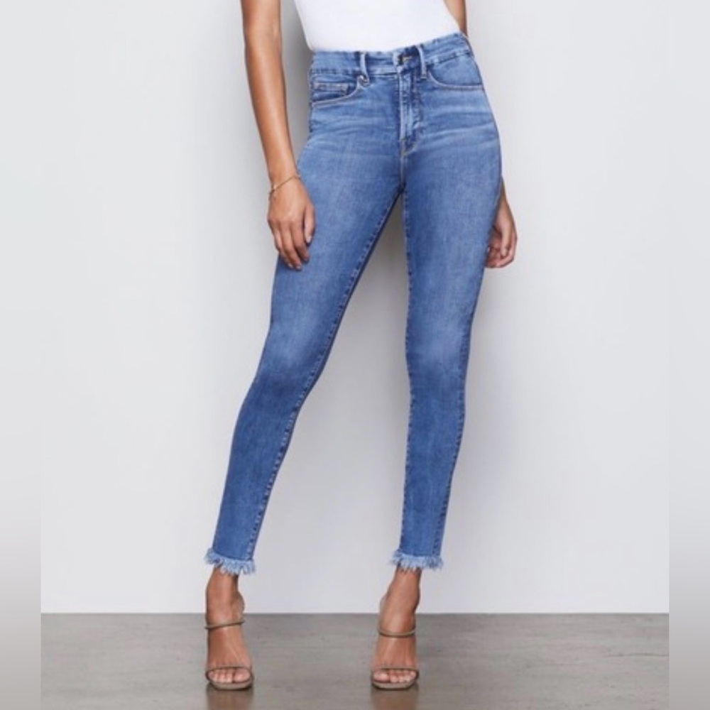 Good American Frayed Hem Blue Jeans Good Legs